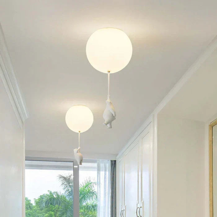 Kids Bear Balloon Ceiling Light Fixture - Whimsical Pendant Lamp for Nursery Bedroom Playroom