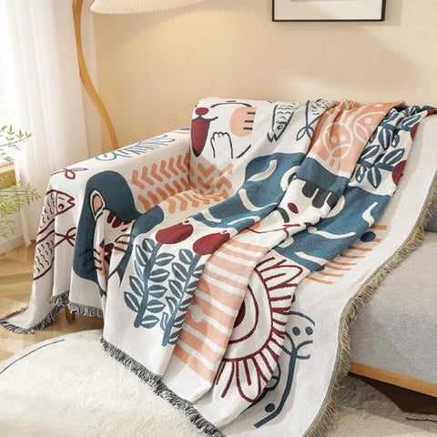 Tidal Sofa Cover - Cotton Linen, Jacquard Design, Lightweight