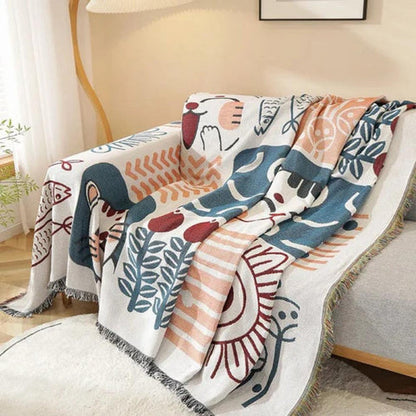 Tidal Sofa Cover - Cotton Linen, Jacquard Design, Lightweight
