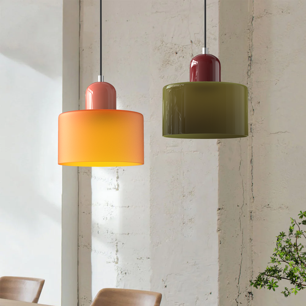 Glass Pendant Light Fixture with Adjustable Cord for Kitchen Island, Dining Room, and Living Room