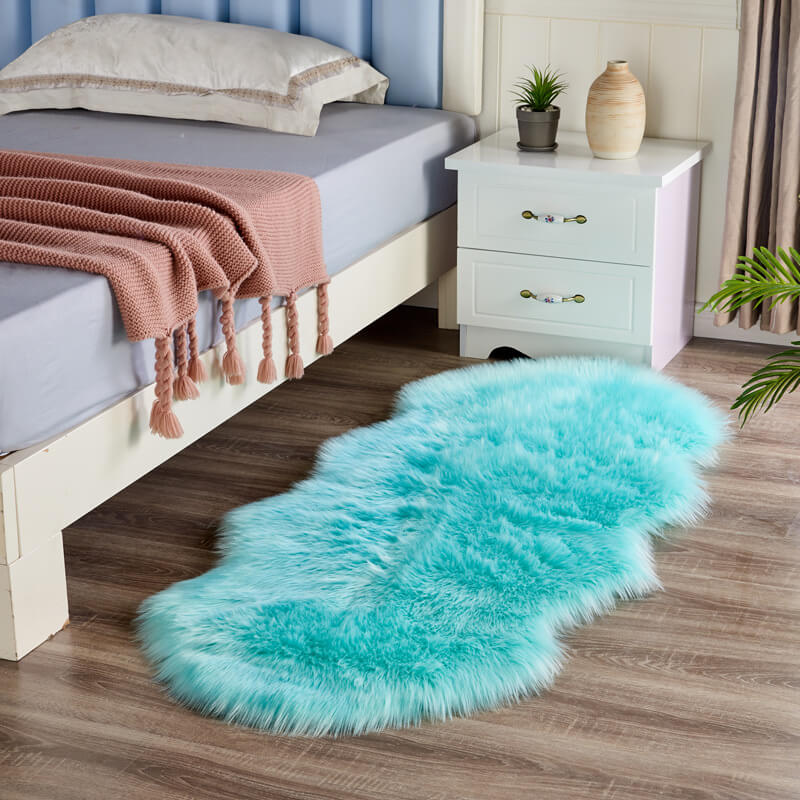Plush Faux Fur Area Runner 24 × 47 Inches Beige Anti-Slip Backing Hallway Bedroom Entryway Ultra Soft Sheepskin Style Floor Mat for Living R