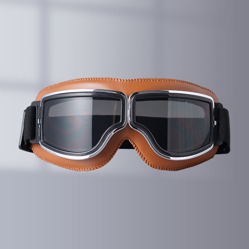 Retro Leather-Padded Motorcycle Goggles for Vintage Riding