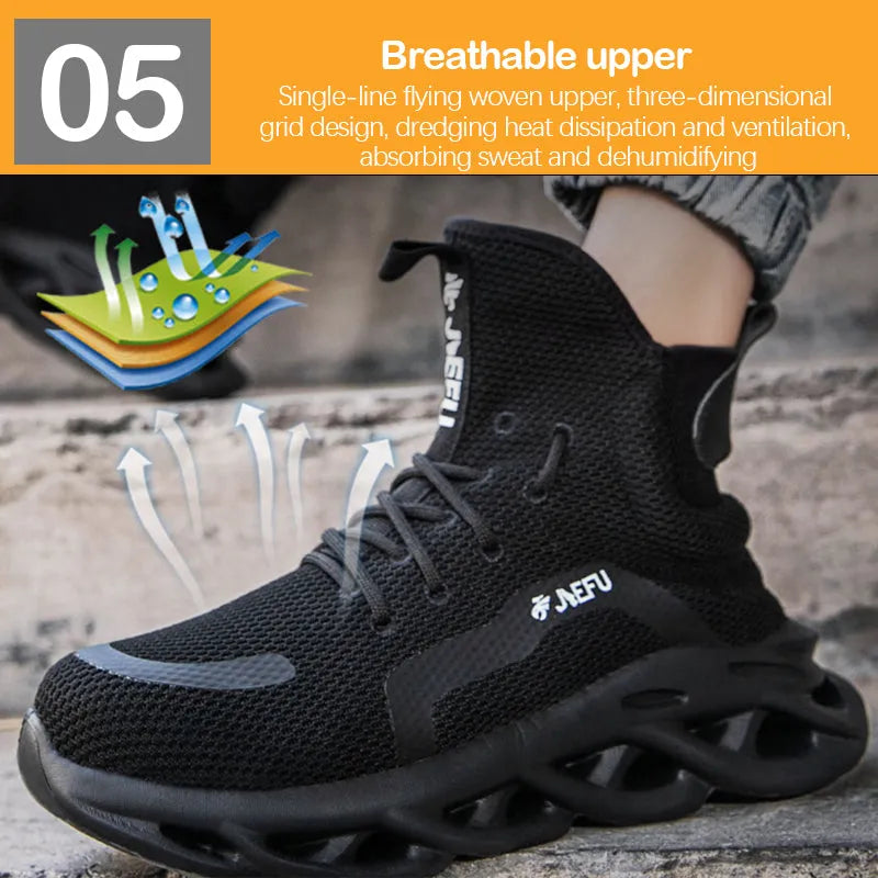 Steel Toe Safety Work Shoes for Men – Kevlar Midsole Protection, Lightweight Comfort for Construction, Warehouse & Industrial Jobs