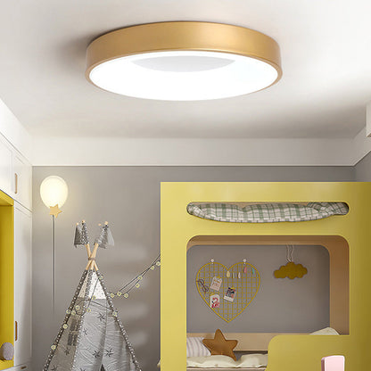 Round Flush Mount LED Fixture Iron Acrylic Low Profile for Bedroom Hallway Living Room Kitchen Dining Room Modern Minimalist Slim Design