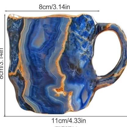 Insulated Crystal Coffee Mug with Natural Mineral Glaze - Handcrafted Artisan Cup for Hot & Cold Drinks - Microwave & Dishwasher Safe - 12