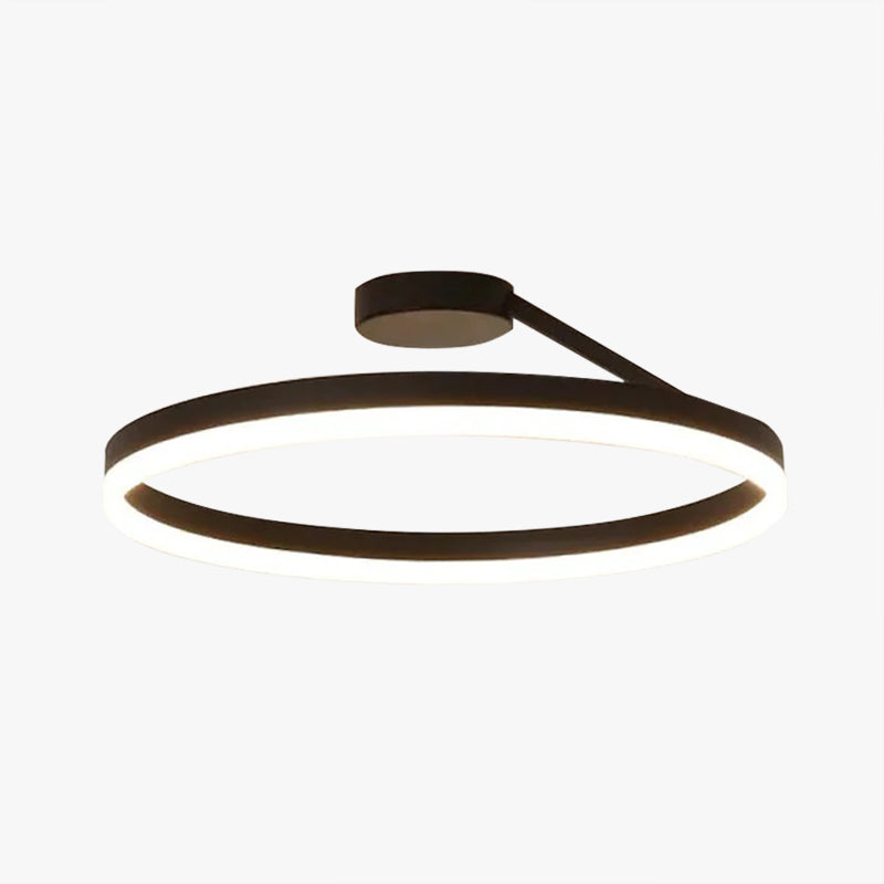 LED Ring Flush Mount Ceiling Light 20-Inch Dimmable Black White for Living Room Bedroom Modern Low-Profile Fixture Adjustable Brightness Con