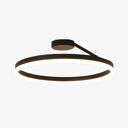LED Ring Flush Mount Ceiling Light 20-Inch Dimmable Black White for Living Room Bedroom Modern Low-Profile Fixture Adjustable Brightness Con