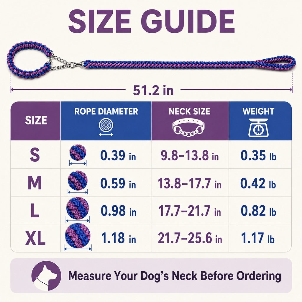 Ortekor Heavy-Duty Braided Dog Leash with Chain-Control Collar for Strong Pullers - Daily Walking & Training
