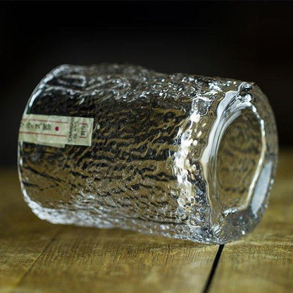 Traditional Cut Crystal Whisky Tumbler with Textured Faceted Design for Bourbon & Scotch Lovers