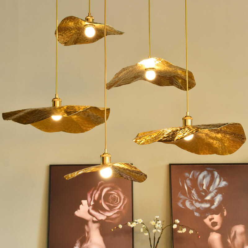 Hanging Ceiling Fixture with Adjustable Cord Gold Bronze Metal Shade E26 Socket for Dining Room Kitchen Island Bar Café