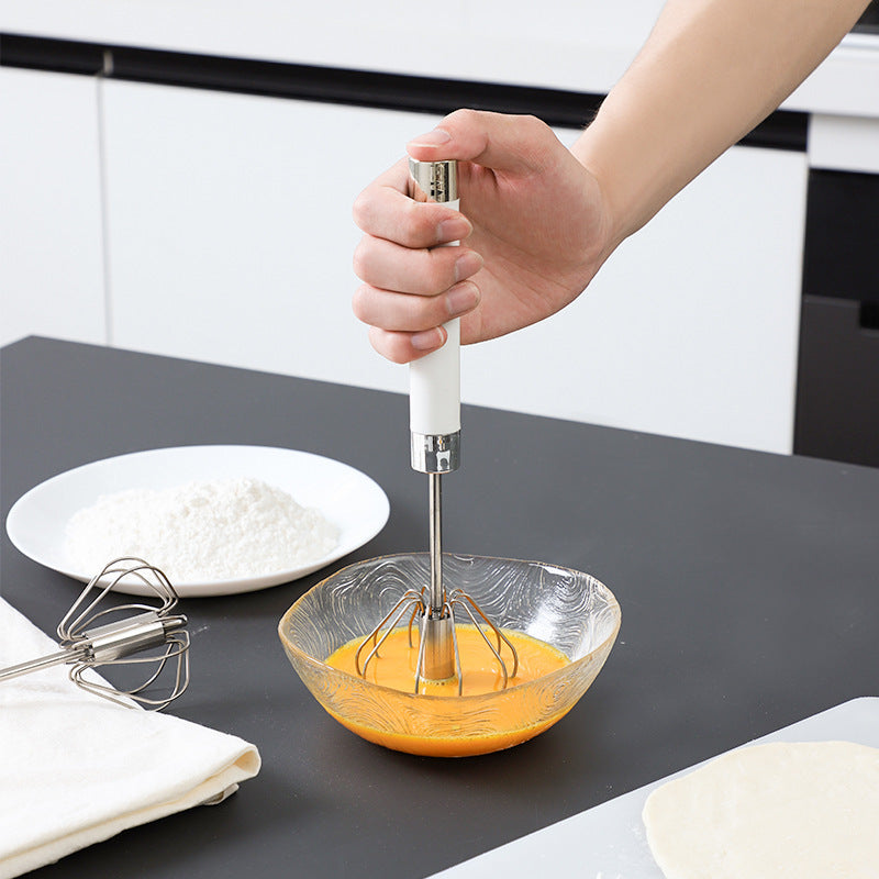 Rotary Hand Whisk for Eggs Cream Batter Kitchen Semi-Automatic Push Mixer for Baking Cooking Home Chef Tool