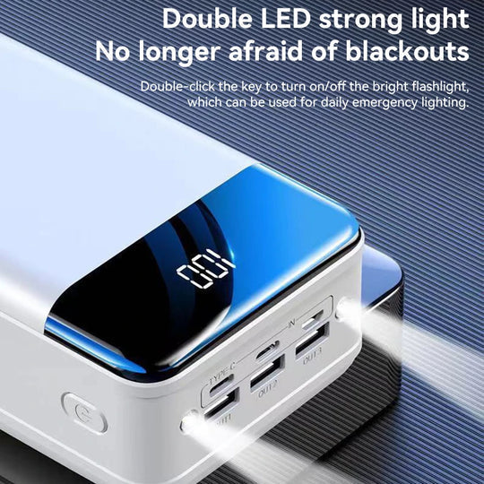 Compact LED Display Battery Bank Multi-Port Fast Charger for Phones Tablets Electronics Travel Emergency Backup