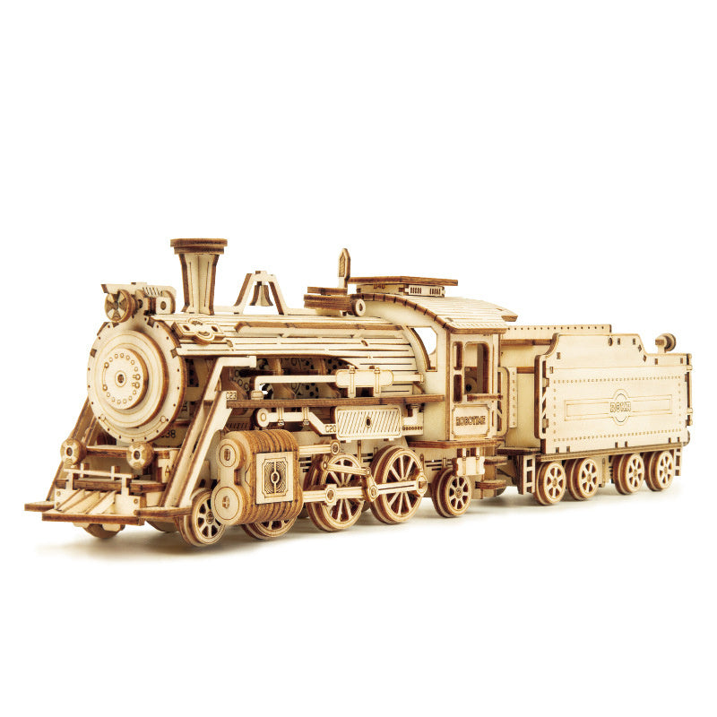 3D Timber Assembly Kit Interlocking Brain Teaser for Adults Desktop Display Model Collectible Hobbyist Project Vehicle Locomotive Automobile