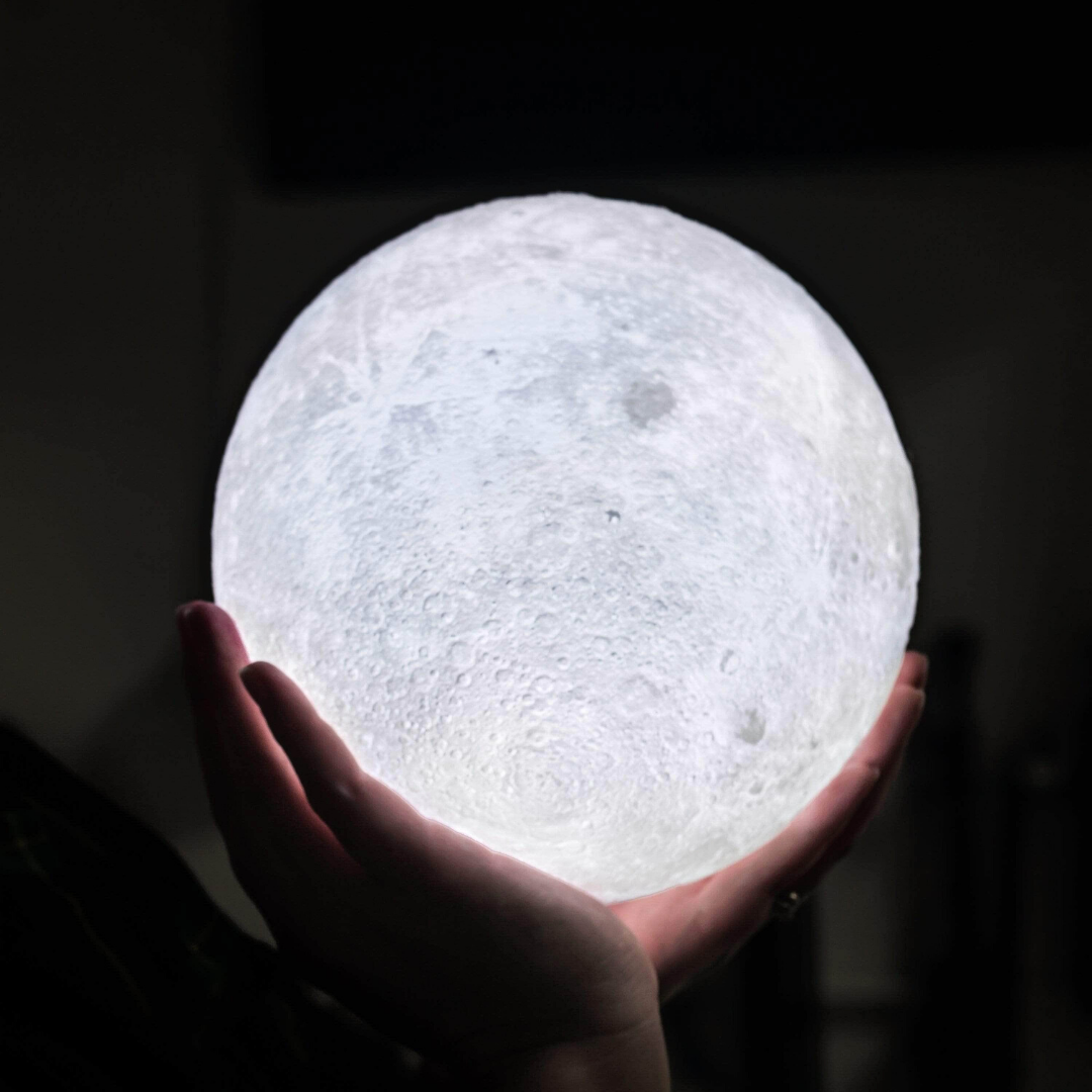 3D Printed Lunar Globe Night Light with Touch Control & USB Charging for Bedroom, Living Room, Kids