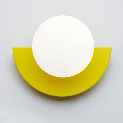 Half-Sphere Glass Wall Sconce with Colored Shade | Iron Mount LED Compatible Hardwired Fixture for Bedroom Living Room Hallway | G9 Base