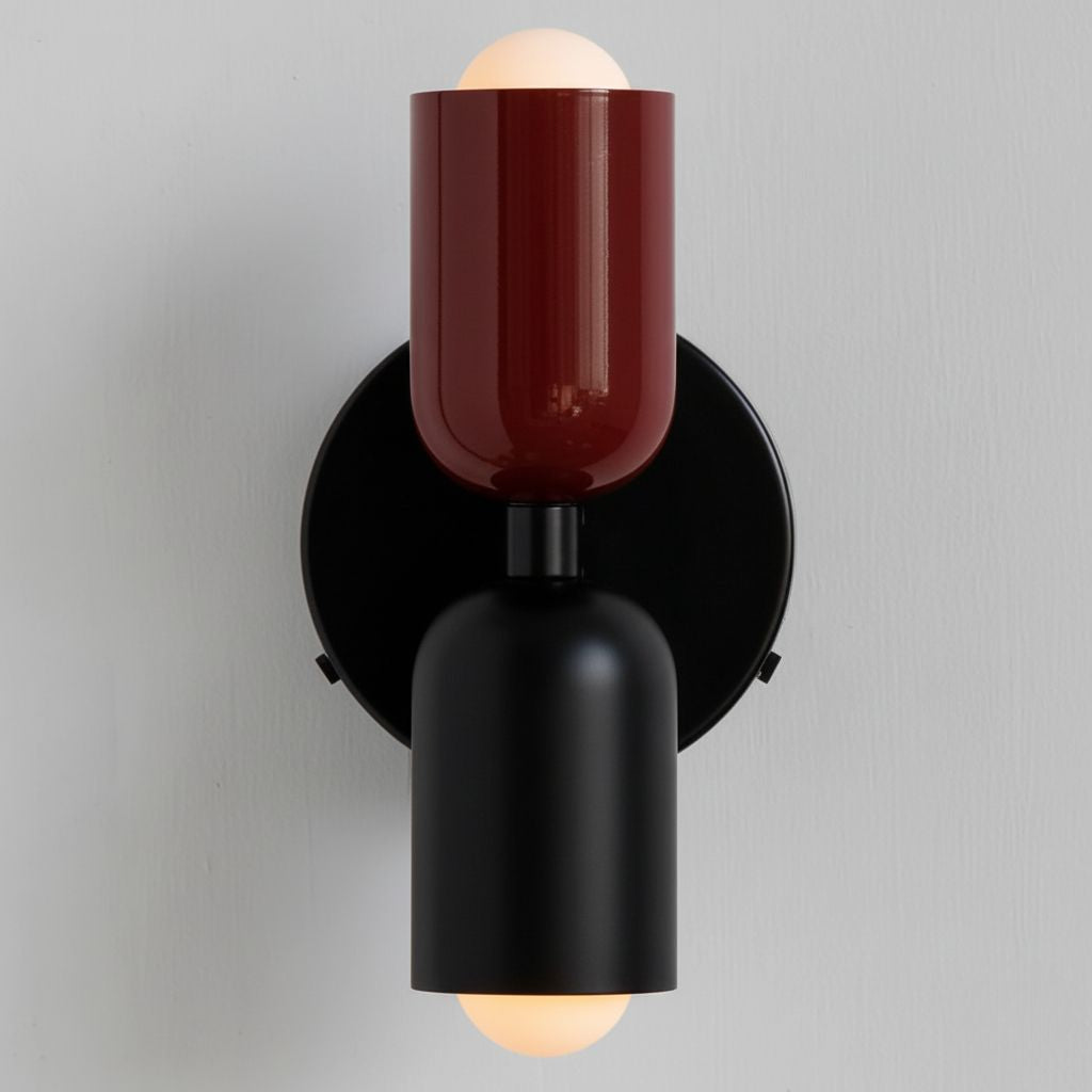 Two-Tone Glass Wall Sconce with Dual Light Uplight Downlight for Bedroom Living Room Hallway Modern Minimalist Home Accent Lighting