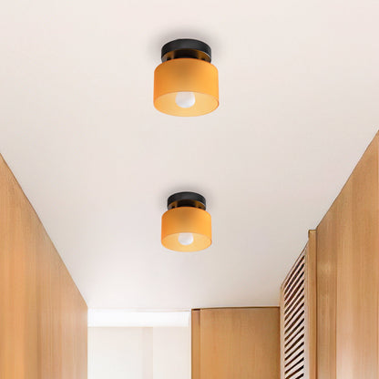 Flush Mount Glass Dome Ceiling Light E26 Socket Amber Globe for Kitchen Entryway Bedroom Low Profile Vintage Style Home Lighting Fixture