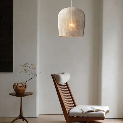 Woven Basket Ceiling Shade Handcrafted Natural Fiber 12-24 Inch Round Bohemian Overhead Fixture Black White Bedroom Kitchen Minimalist Organ
