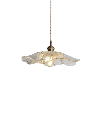 Glass Pendant Light with Brass Socket and Organic Petal Shape for Dining Room and Living Space