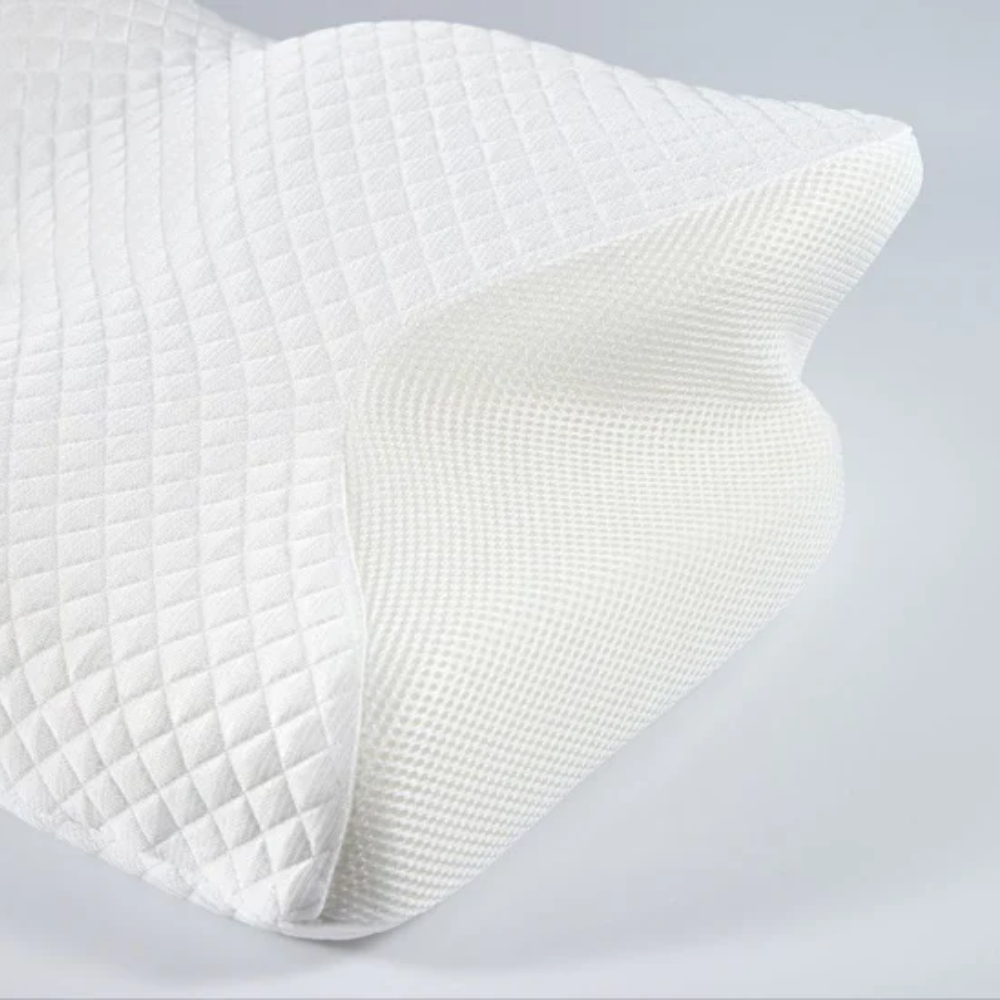 Contoured Memory Foam Sleep Pillow for Airway Support and Neck Alignment – Dual Height for Side and Back Sleepers, Breathable Mesh Cover