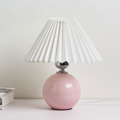 Ceramic Accent Lamp with Fabric Shade 11x9.5 in E26 Socket for Nightstand Desk Study Room Reading Light Modern Home Decor