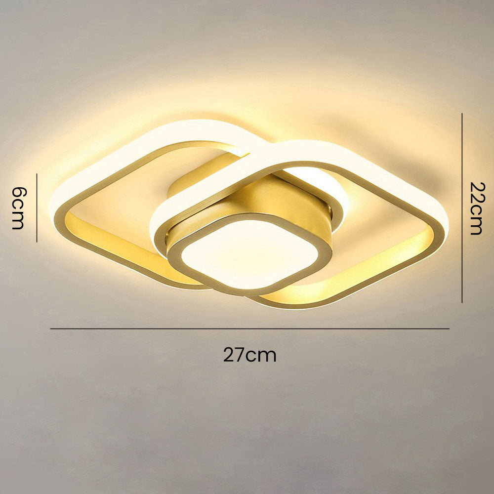 Dual-Loop LED Flush Mount Light Fixture Black Warm Glow for Entryways Contemporary Rooms Apartment Ceilings Low-Profile