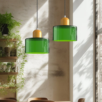 Glass Pendant Light Fixture with Adjustable Cord for Kitchen Island, Dining Room, and Living Room