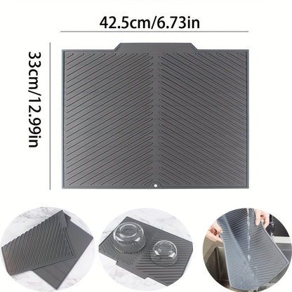 Silicone Drying Mat for Kitchen Counter – Heat Resistant, Non-Slip Dish Drainer Pad for Dishes, Glasses, Cookware | Dishwasher Safe