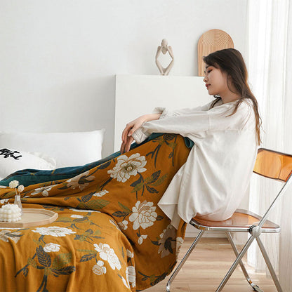 Cozy Reversible Cotton Quilt with Boho Yellow Floral Design | Soft & Durable for Year-Round Comfort