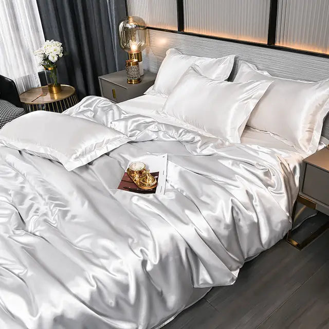 Satin Duvet Cover Set with Pillowcases Smooth Silky Bedding Full Queen King for Bedroom Decor Soft Luxury Comforter Cover Machine Washable
