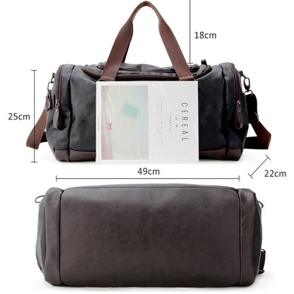 Faux Leather Weekend Duffel Bag with Shoulder Strap for Travel & Gym