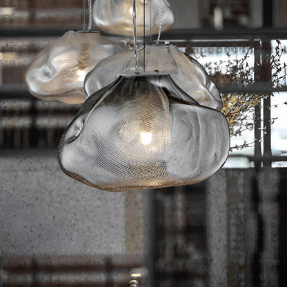 Glass Hanging Lamp Organic Shape Warm Diffused Glow for Kitchen Island Dining Table Sculptural Overhead Fixture Modern Home Lighting