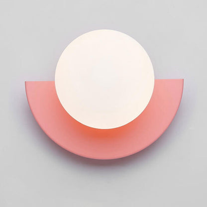 Half-Sphere Glass Wall Sconce with G9 LED, Iron Frame, Hardwired Fixture for Bedroom, Hallway, Reading Nook, Modern Style, Multiple Colors