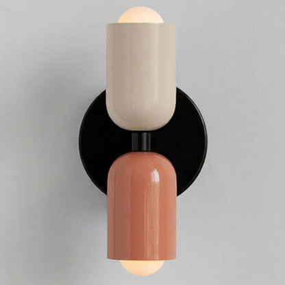 Two-Tone Glass Wall Sconce with Dual Light Uplight Downlight for Bedroom Living Room Hallway Modern Minimalist Home Accent Lighting