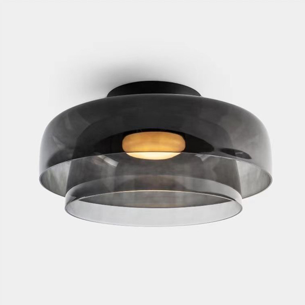 Layered Glass Ceiling Light Modern Multi-Tier Flush Mount Fixture with LED Hardwired for Kitchen Dining Room Bedroom Living Room