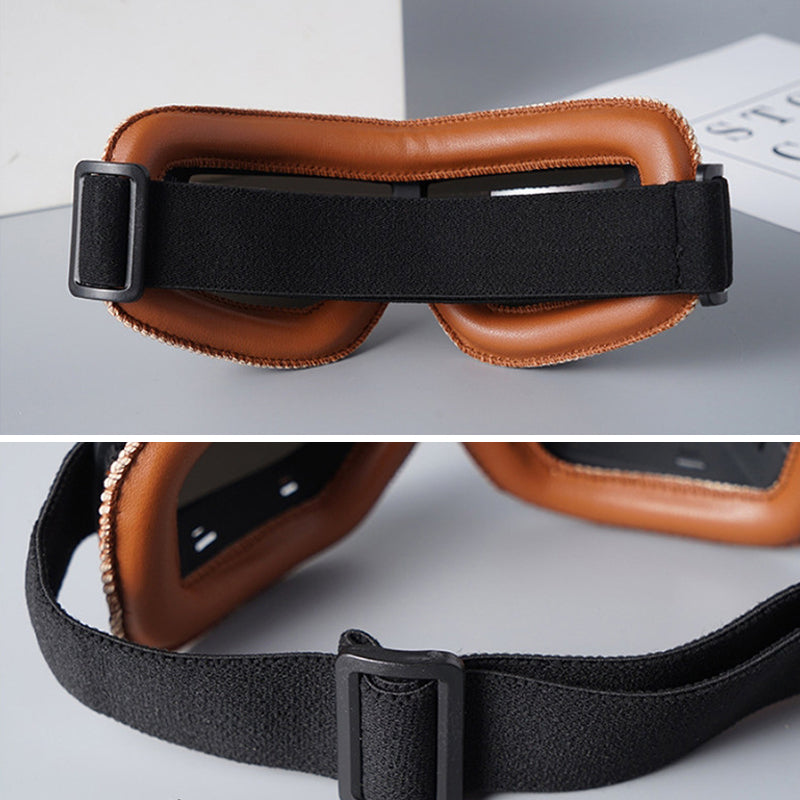 Retro Leather-Padded Motorcycle Goggles for Vintage Riding