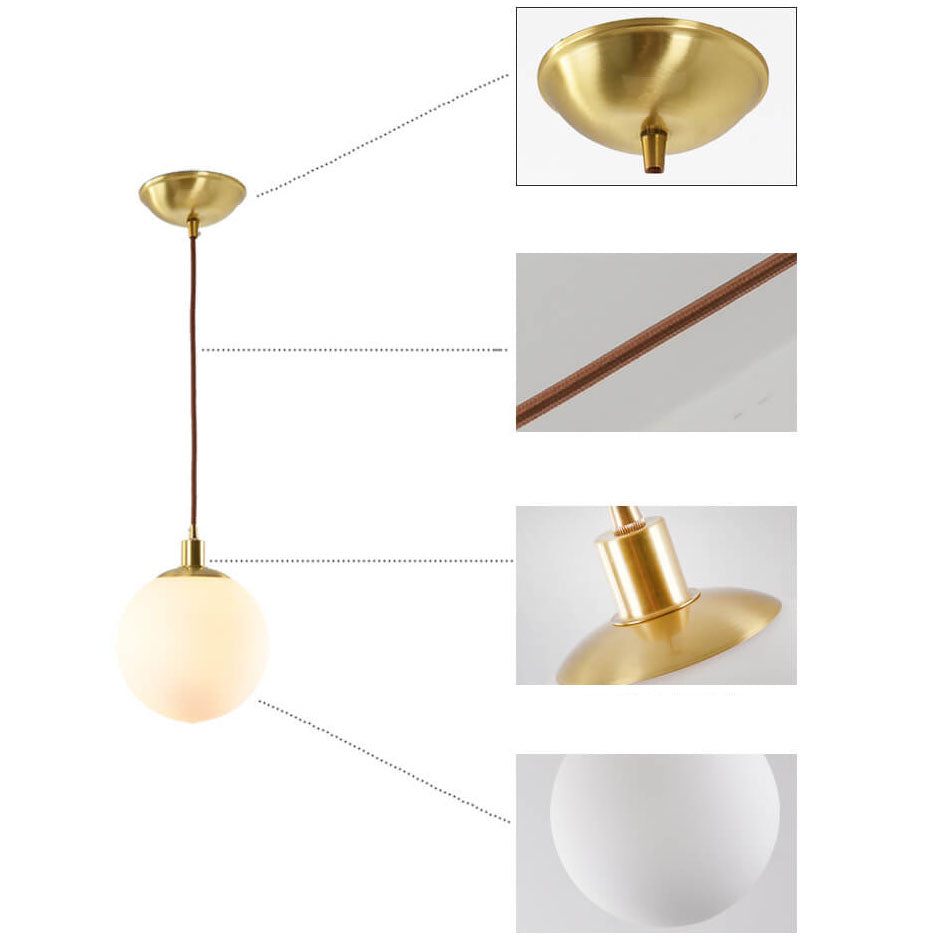 Adjustable Ceiling Pendant with Glass Shade for Entryway, Den, or Sleeping Space - Modern Suspended Fixture in White or Gold - 10 Inch Globe