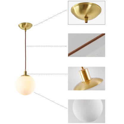Adjustable Ceiling Pendant with Glass Shade for Entryway, Den, or Sleeping Space - Modern Suspended Fixture in White or Gold - 10 Inch Globe