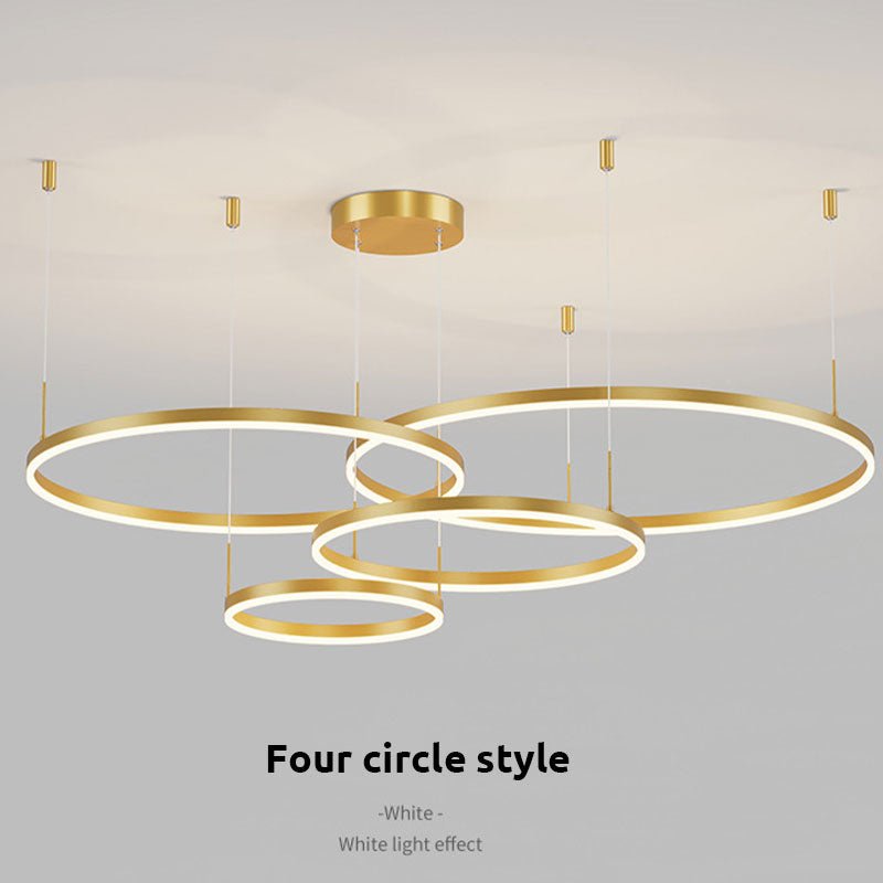 Tiered Ring Pendant Light Modern Metal Circular Chandelier for Dining Room Living Room Bedroom Kitchen Island Adjustable Height LED