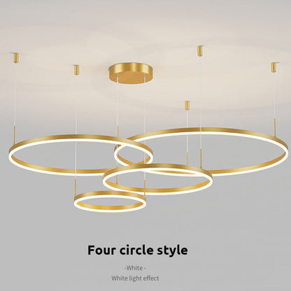 Tiered Ring Pendant Light Modern Metal Circular Chandelier for Dining Room Living Room Bedroom Kitchen Island Adjustable Height LED