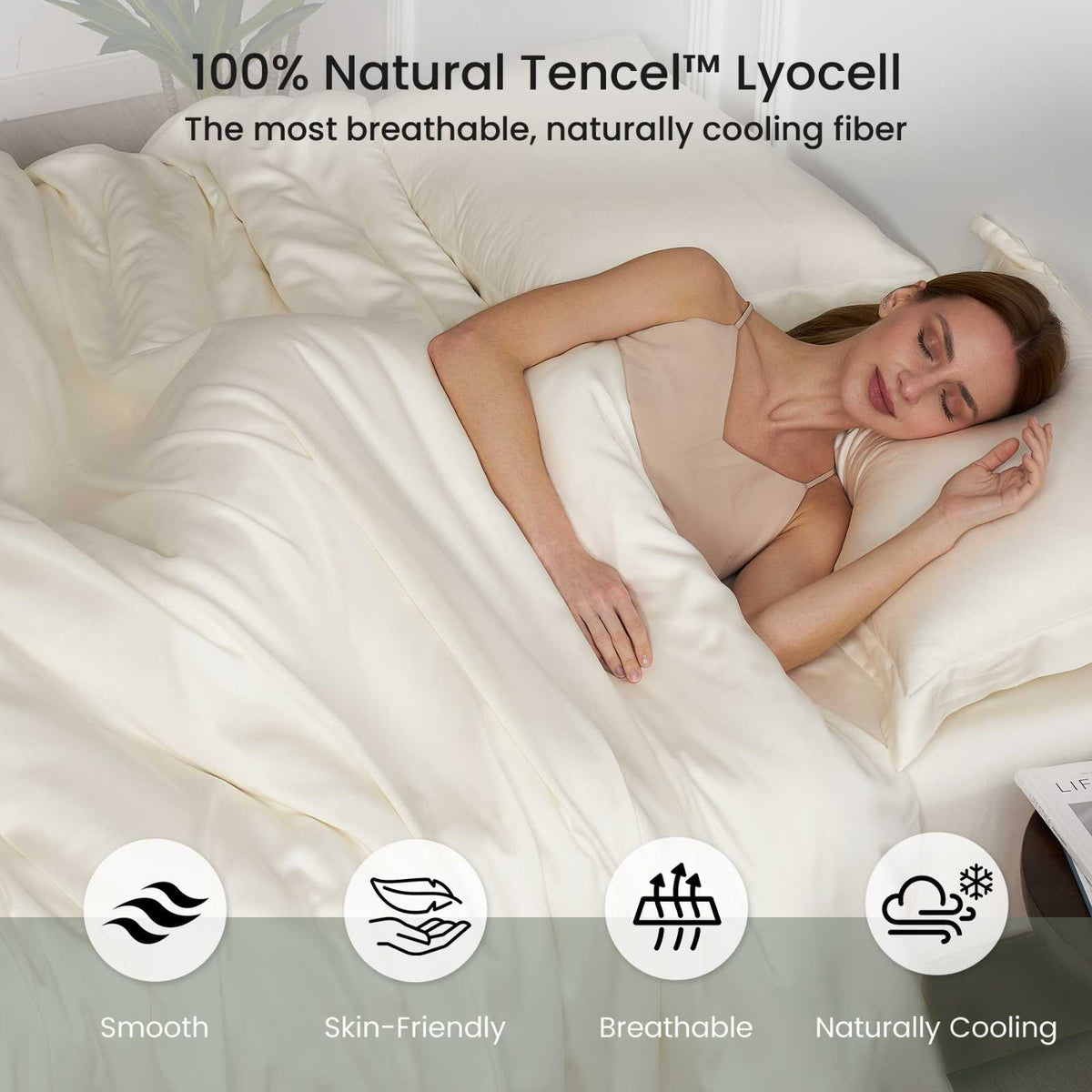 Eco-Friendly Tencel Duvet Cover Set with Cooling Technology | Lightweight & Moisture-Wicking for Comfortable Sleep
