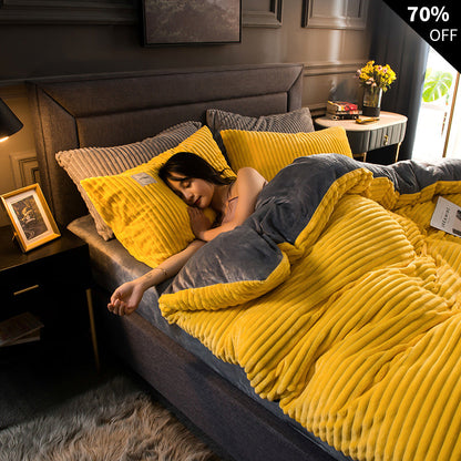 Reversible Fleece Comforter Set with Matching Pillowcase | Ultra-Soft Double-Layer Bedding for Cold Nights | Cozy Winter Duvet