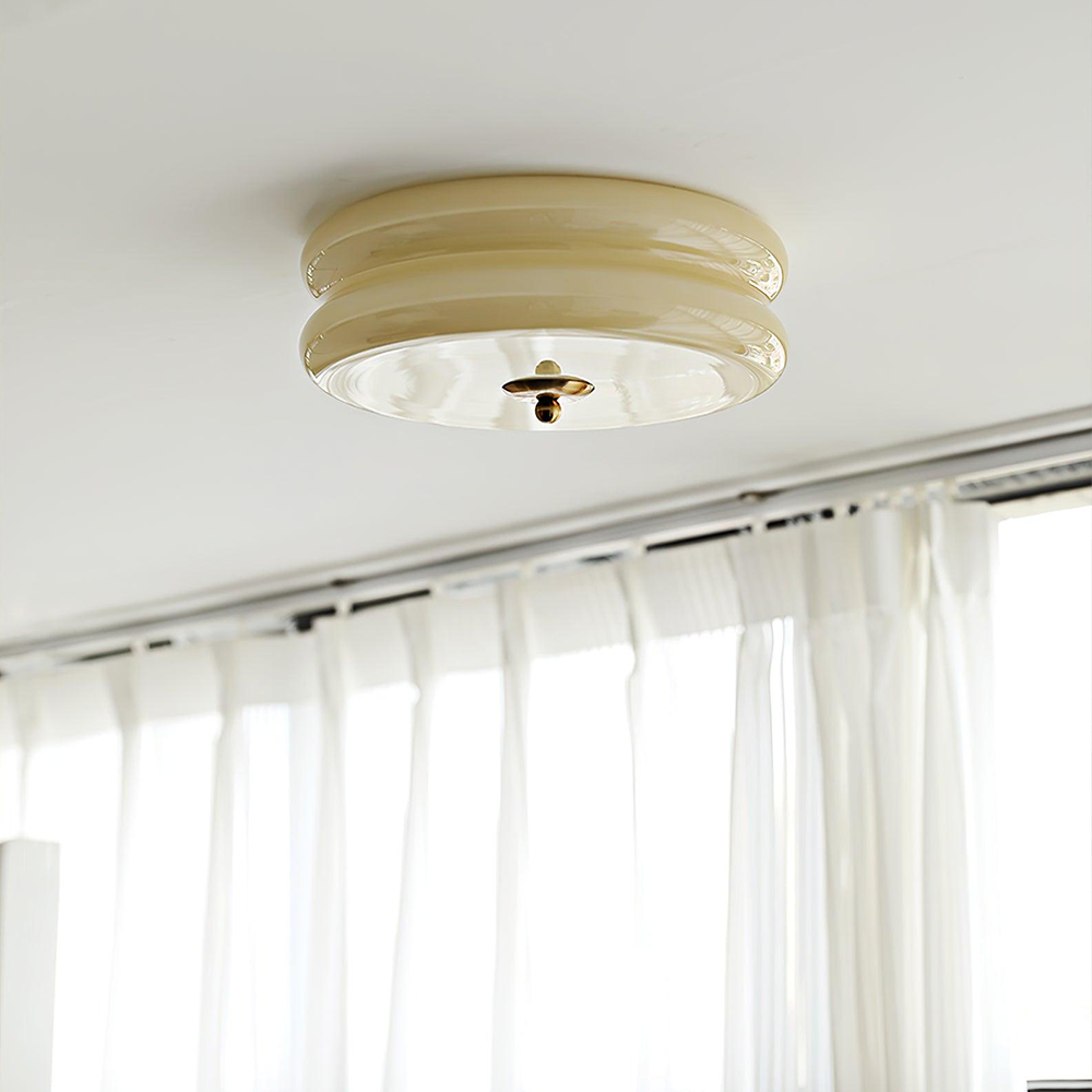 Flush Mount LED Fixture with Adjustable Color Temperature Glass Shade 13 in Diameter for Bedroom Living Room Dining Room Modern Art Deco Sty