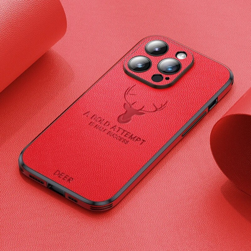 Genuine Suede iPhone Case with Camera Protection & Shock-Absorbing Silicone Liner for iPhone 12-17