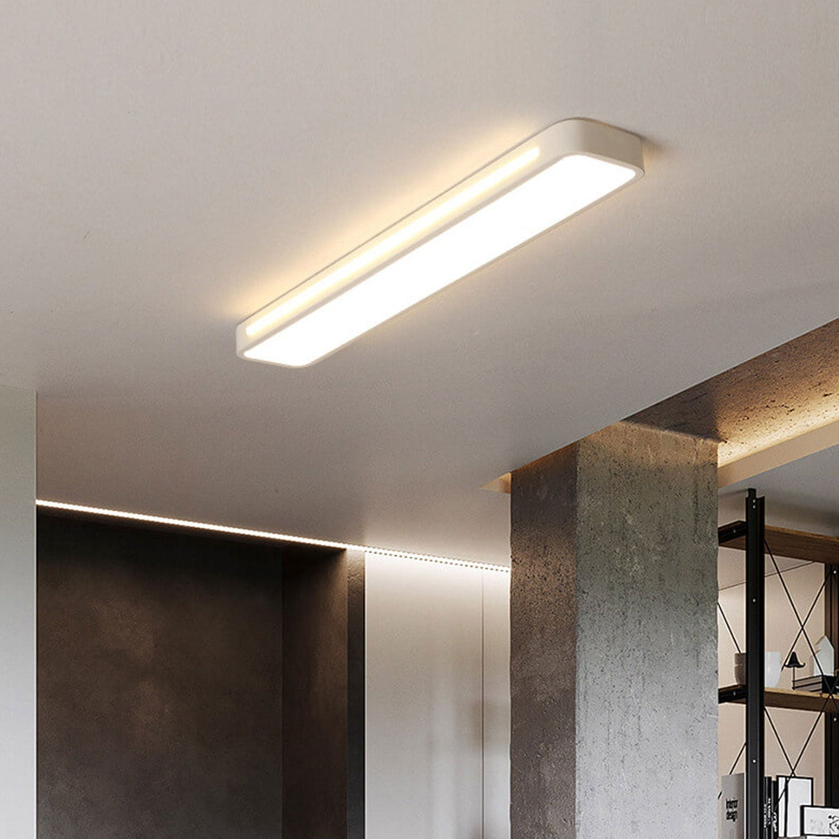 Low-Profile LED Flush Mount Ceiling Light 19 in Black White Acrylic for Bedroom Hallway Living Room Modern Hardwired Fixture