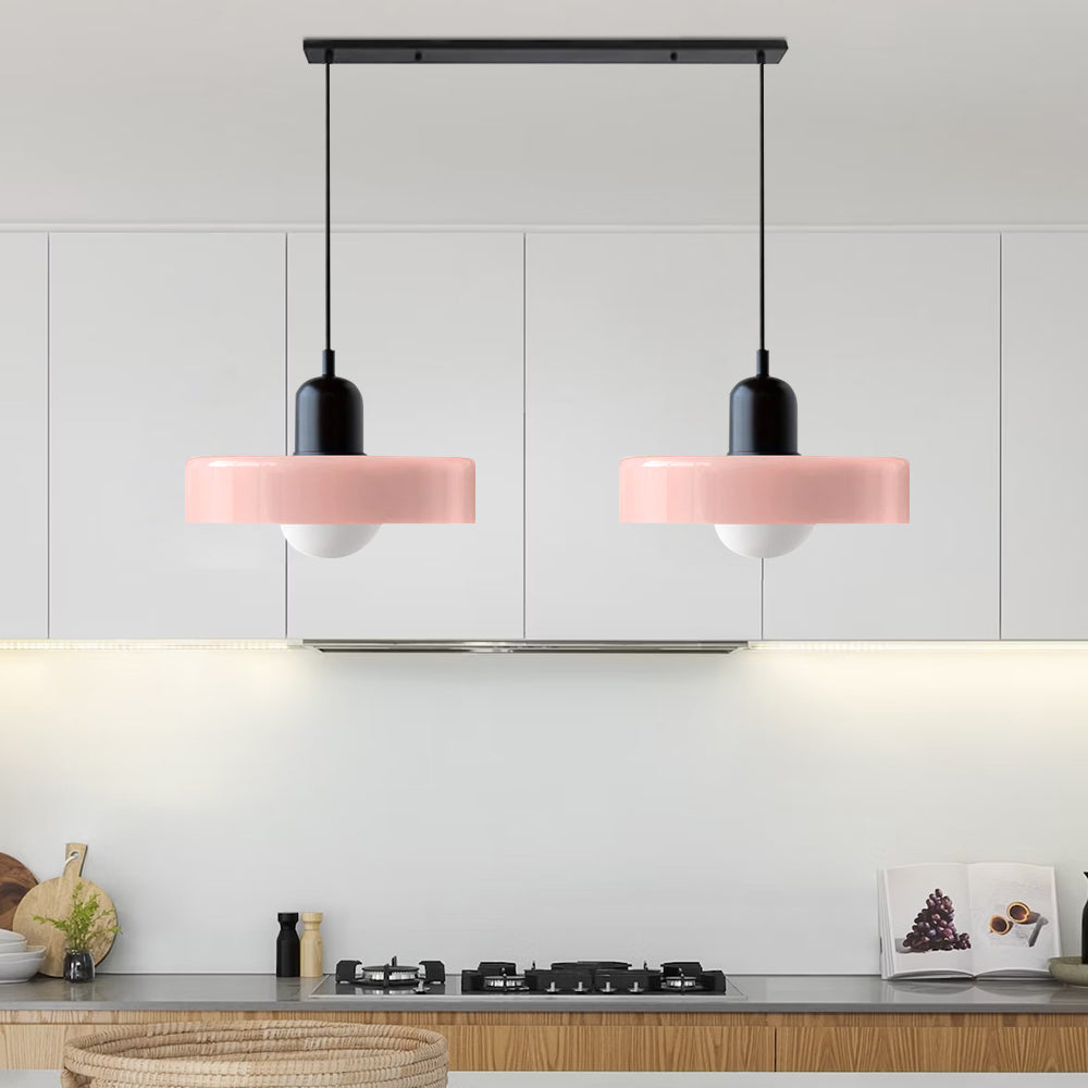 Dual-Shade Glass Hanging Light Fixture G9 Socket 14 Inch Ceiling Mount for Kitchen Island Dining Table Living Room Modern Overhead Lighting