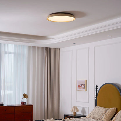 Flush Mount LED Overhead Light with Natural Stone & Wood Accents for Bedrooms, Hallways & Low Ceilings – Warm 3000K Glow, Scandinavian Minim