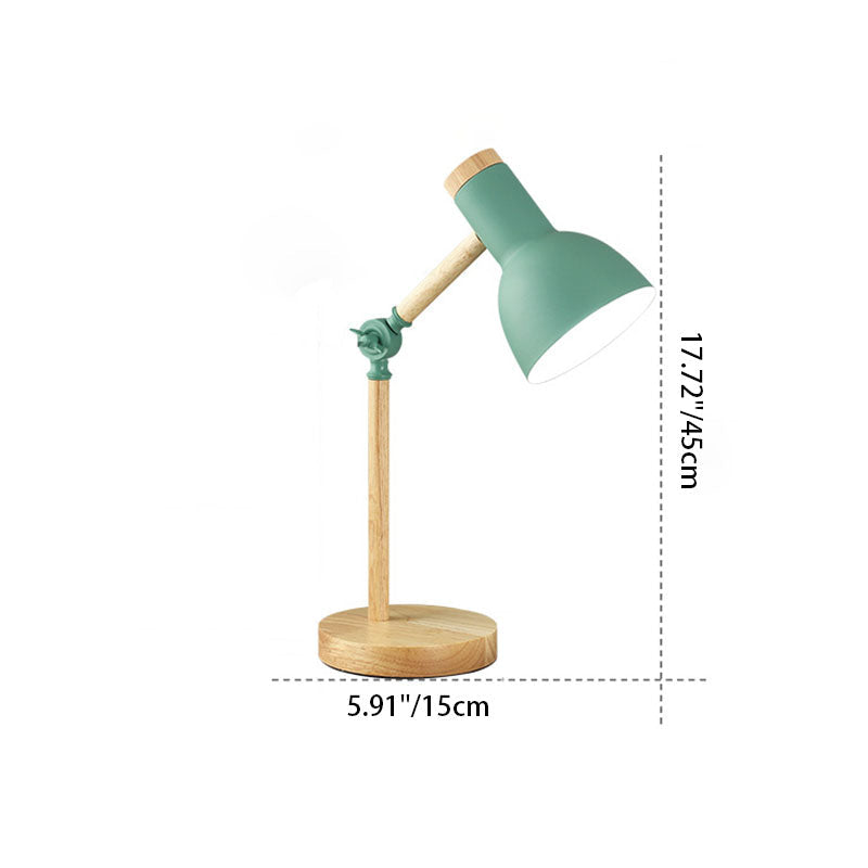 Nordic Wood & Metal Desk Lamp – Modern Minimalist Task Light for Home Office & Study – E26 Socket, Adjustable Reading Light – 5 Stylish