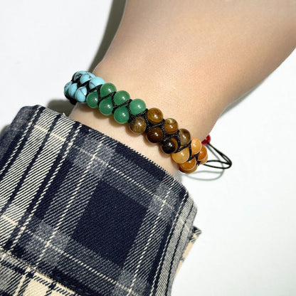 Natural Stone Chakra Bracelet – Adjustable Braided Cord Design for Men & Women, Lightweight & Colorful
