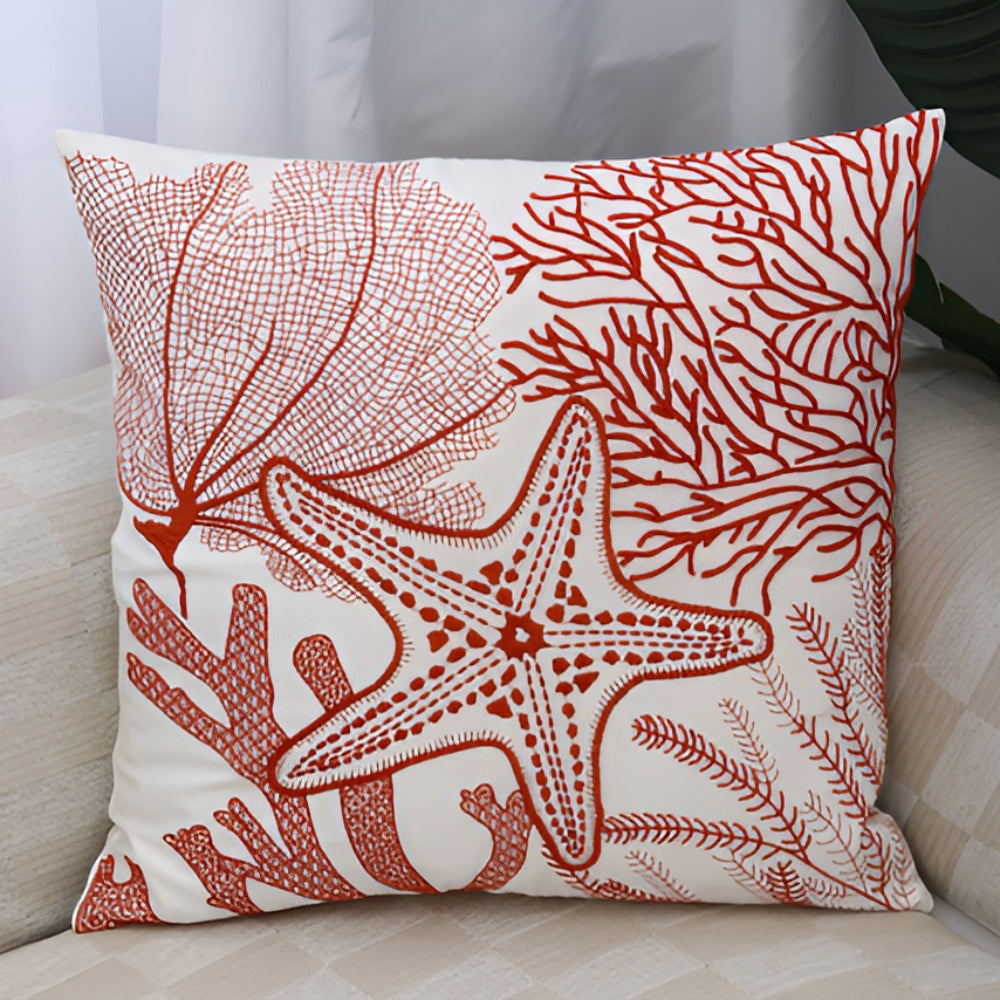 TideSketch – Embroidered Ocean Cushion Cover